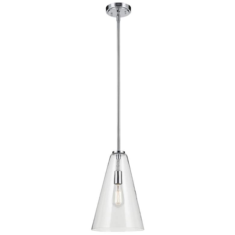 Image 1 Kichler Everly 10 1/4" Wide Chrome and Clear Glass Cone Pendant