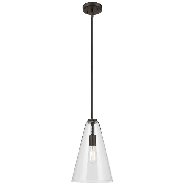 Image 1 Kichler Everly 10 1/4" Wide Olde Bronze Clear Glass Cone Pendant Light