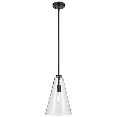 Kichler Everly 10 1/4" Wide Black and Clear Glass Cone Pendant Light
