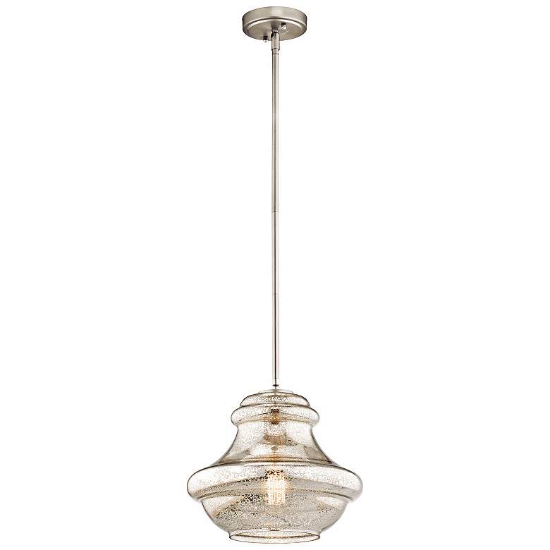Image 3 Kichler Everly 12 inch Wide Brushed Nickel Mercury Glass Mini Pendant more views