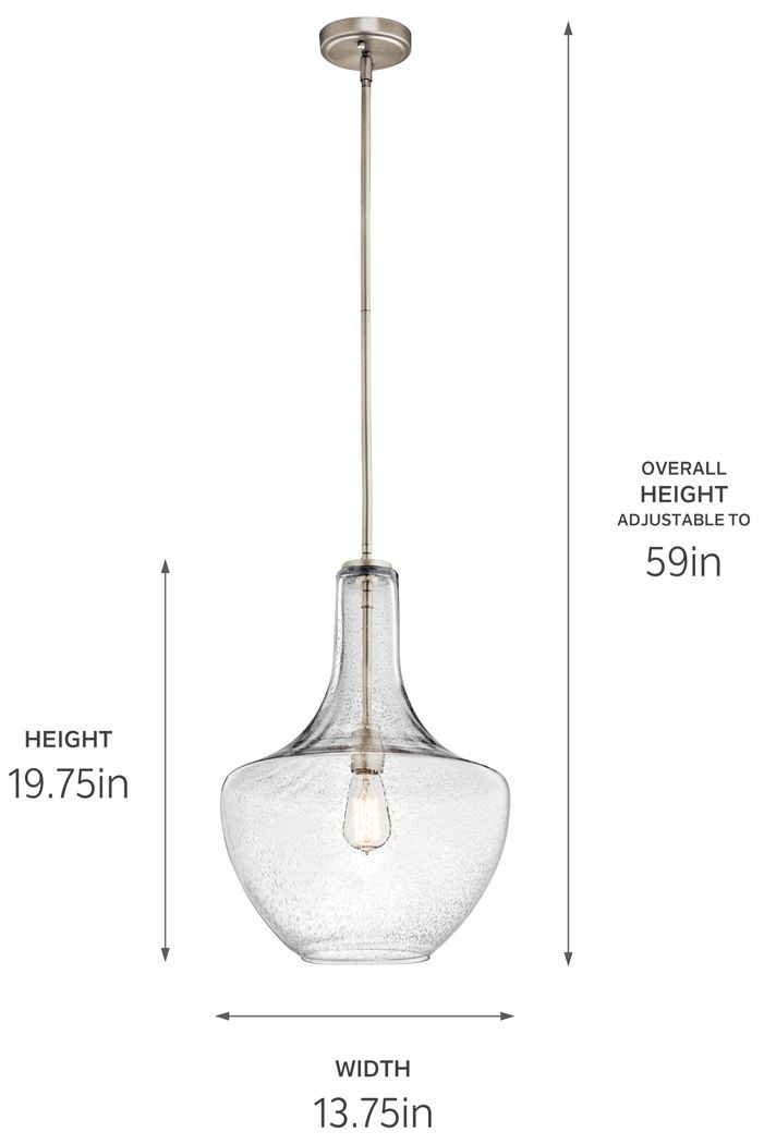 Kichler Everly 13 3/4" Wide Nickel Clear Glass Pendant Light