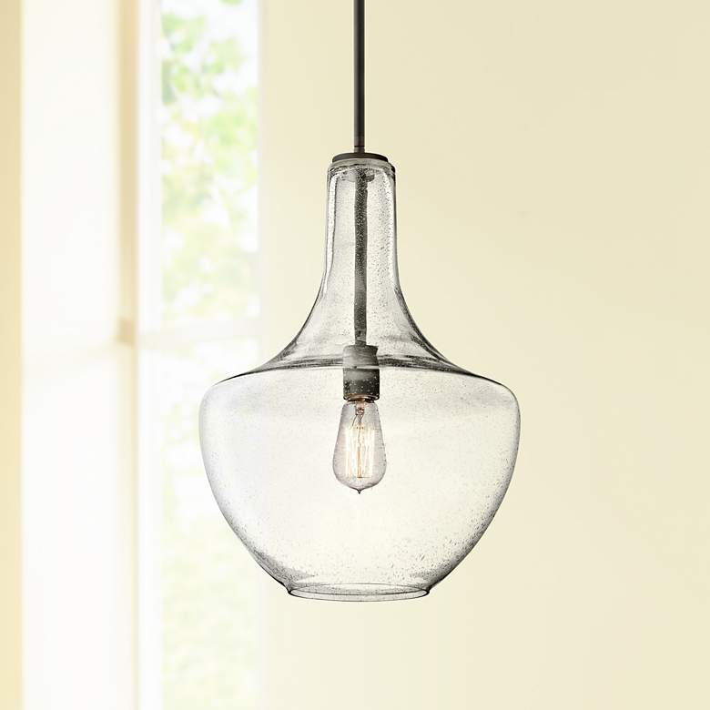 Image 1 Kichler Everly 13 3/4" Wide Olde Bronze Clear Glass Pendant Light