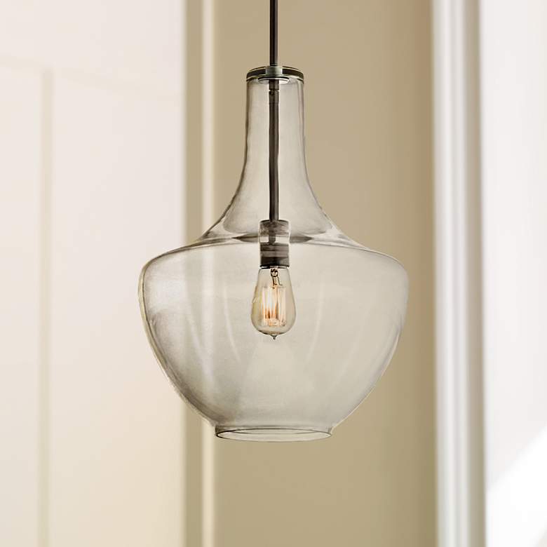 Image 2 Kichler Everly 13 3/4 inch Wide Olde Bronze Clear Glass Pendant