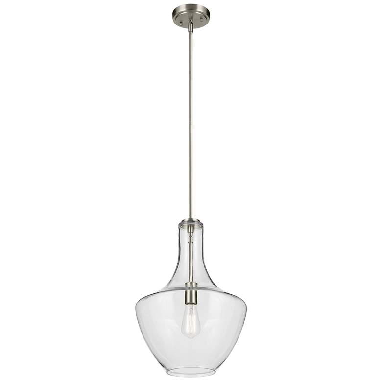 Image 1 Kichler Everly 13 3/4"W Brushed Nickel Clear Glass Pendant Light