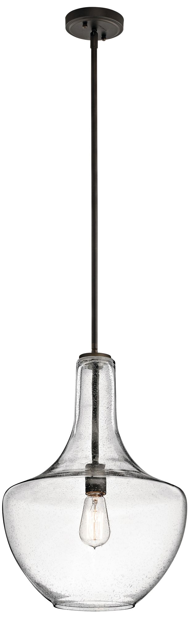 Image 4 Kichler Everly 13 3/4"W Olde Bronze Clear Seedy Glass Pendant Light more views