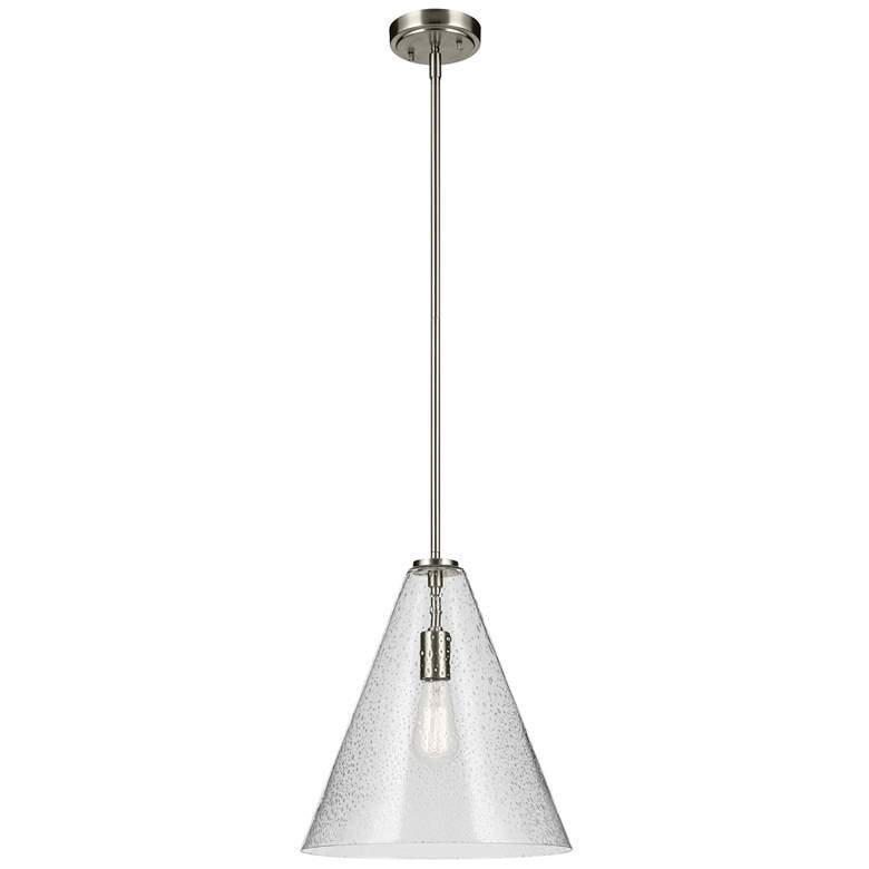 Image 1 Kichler Everly 14 1/2" Brushed Nickel Clear Glass Cone Pendant Light