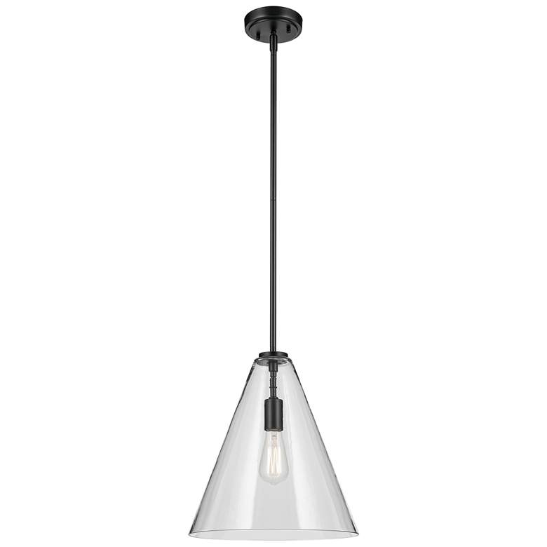 Image 1 Kichler Everly 14 1/4" Wide Black and Clear Glass Cone Pendant