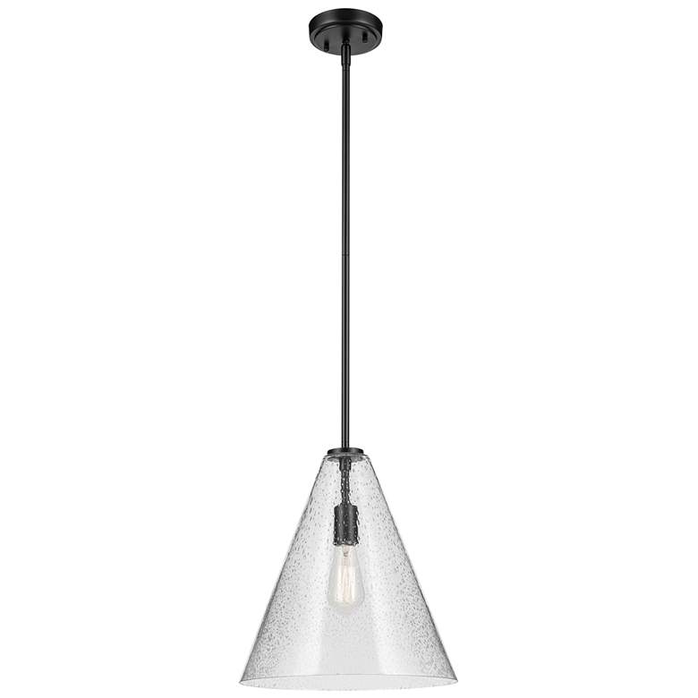 Image 1 Kichler Everly 14 1/4" Wide Black and Clear Glass Cone Pendant