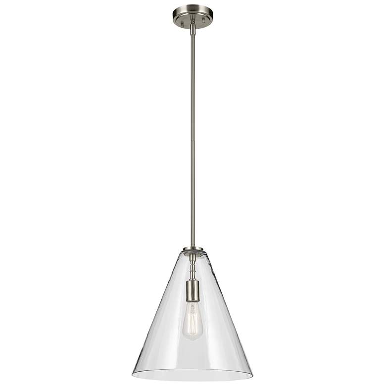 Image 1 Kichler Everly 14 1/4" Wide Brushed Nickel Clear Glass Cone Pendant