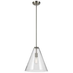 Kichler Everly 14 1/4" Wide Brushed Nickel Clear Glass Cone Pendant