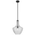 Kichler Everly 14" Wide Black and Clear Seeded Glass Bell Pendant