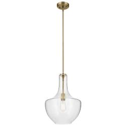 Kichler Everly 14" Wide Brass and Clear Seeded Glass Bell Pendant