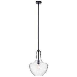 Kichler Everly 14"W Black and Clear Glass Bell Pendant Light