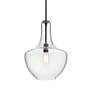 3_Kichler Everly 14"W Black and Clear Glass Bell Pendant Light more views