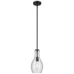 Kichler Everly 7" Wide Black and Clear Seeded Glass Bell Pendant