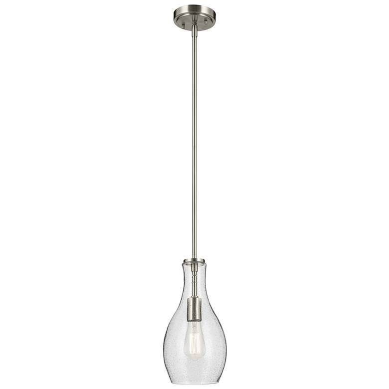 Image 1 Kichler Everly 7" Wide Brushed Nickel Bell Clear Seeded Glass Pendant