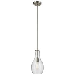 Kichler Everly 7" Wide Brushed Nickel Bell Clear Seeded Glass Pendant