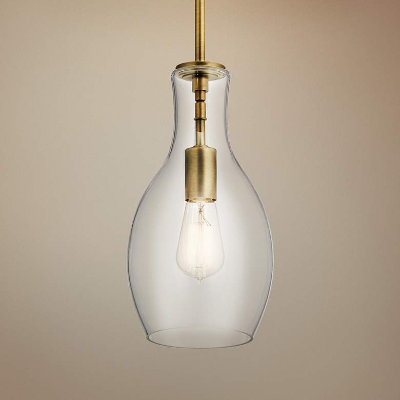 Image 1 Kichler Everly 7" Wide Natural Brass Mini Pendant Light