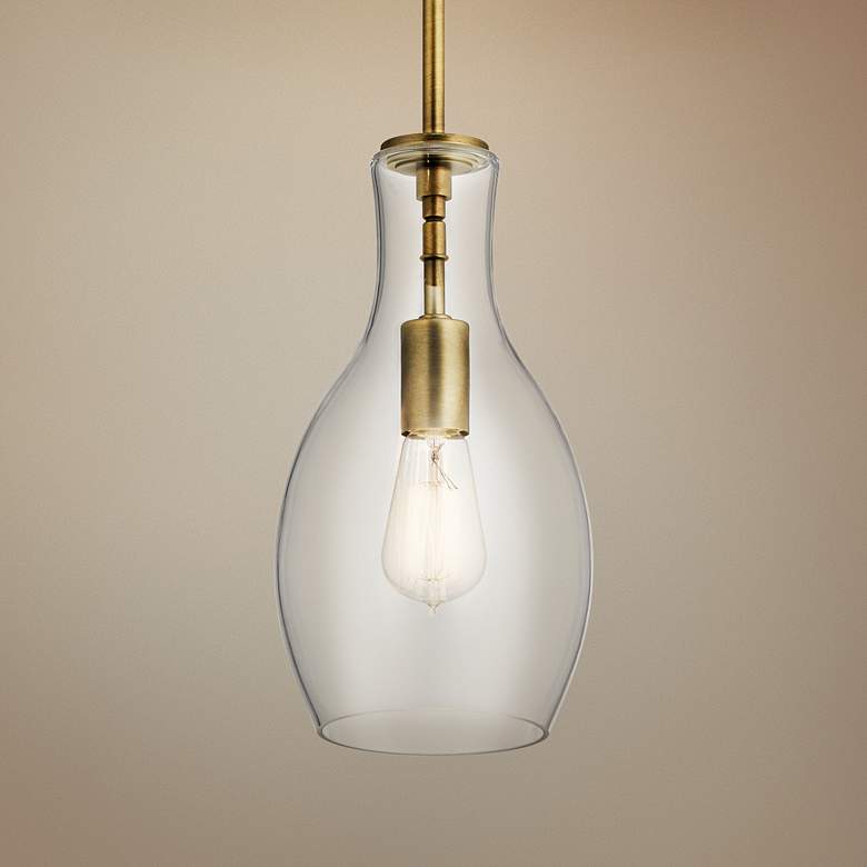 Image 1 Kichler Everly 7 inch Wide Natural Brass Mini Pendant Light