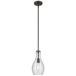 Kichler Everly 7" Wide Olde Bronze and Clear Seeded Glass Bell Pendant