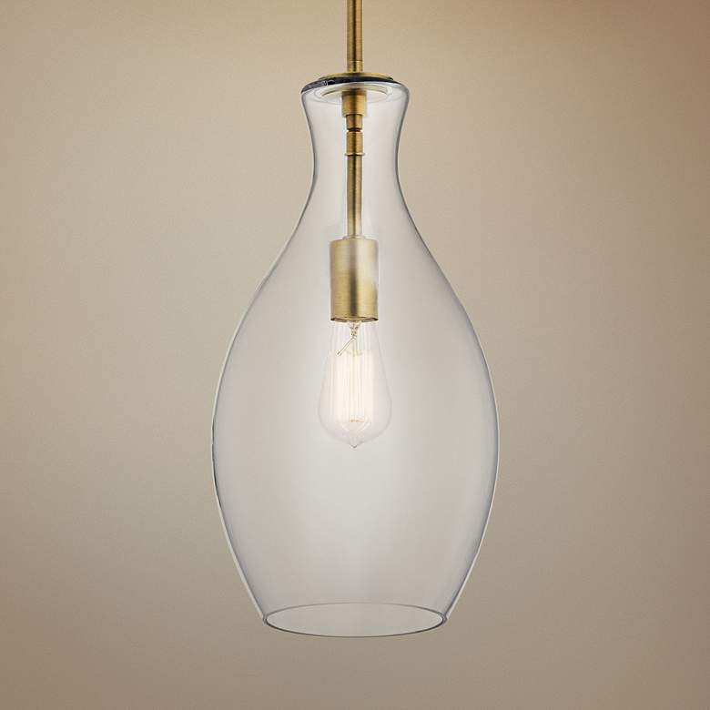 Image 1 Kichler Everly 8 3/4 inch Wide Natural Brass Mini Pendant Light