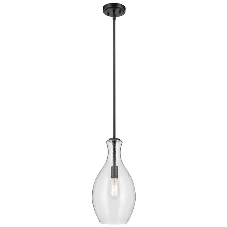 Image 1 Kichler Everly 9" Wide Black and Clear Seeded Glass Mini Pendant