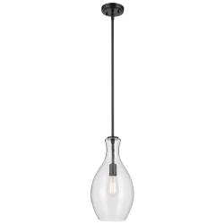 Kichler Everly 9" Wide Black and Clear Seeded Glass Mini Pendant