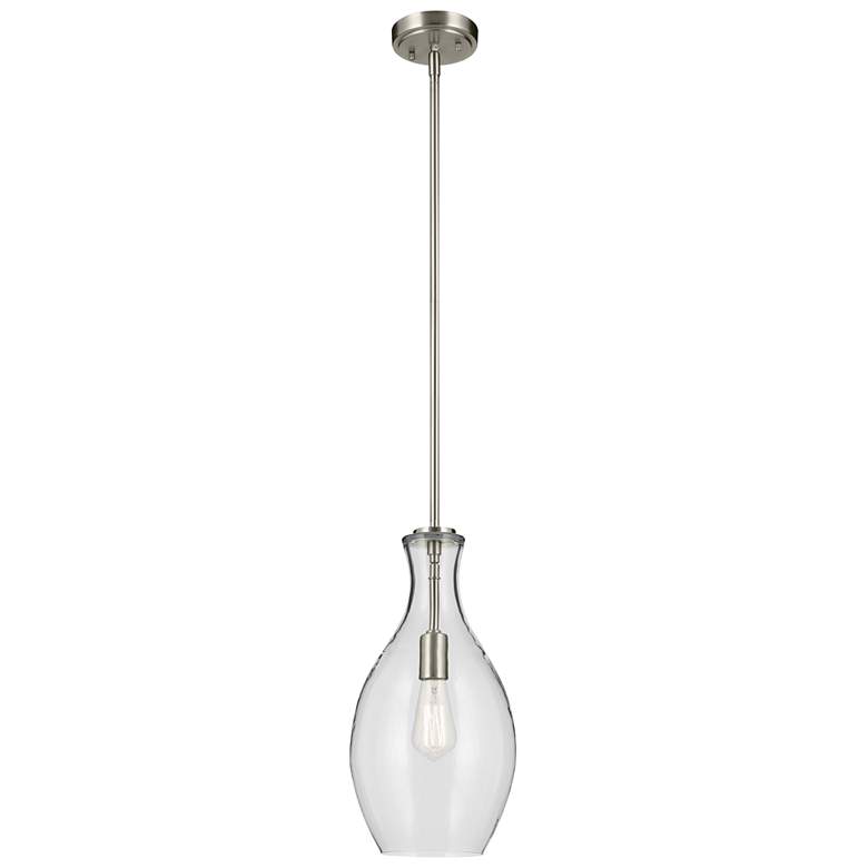 Image 1 Kichler Everly 9" Wide Brushed Nickel Clear Glass Bell Mini Pendant