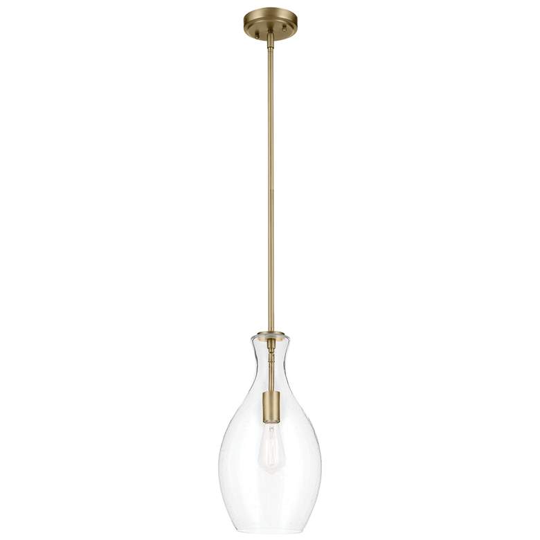 Image 1 Kichler Everly 9" Wide Natural Brass Clear Seeded Glass Bell Pendant