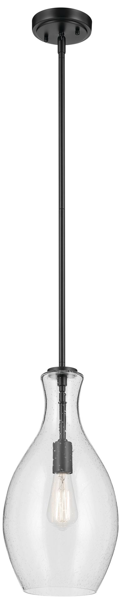 Kichler Everly 9"W Black Mini Pendant w/ Clear Seeded Shade