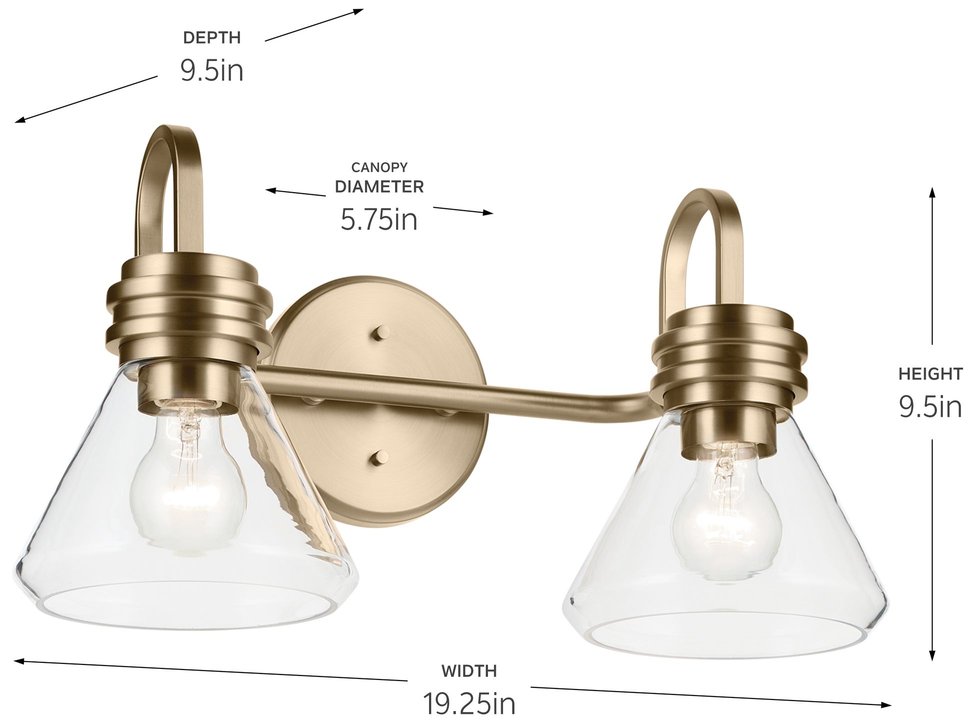 Kichler Farum 19 1/4"W Champagne Bronze 2-Light Bath Light