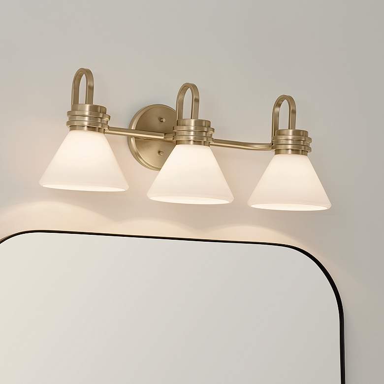Image 2 Kichler Farum 26 Inch 3 Light Vanity with Opal Glass in Champagne Bronze