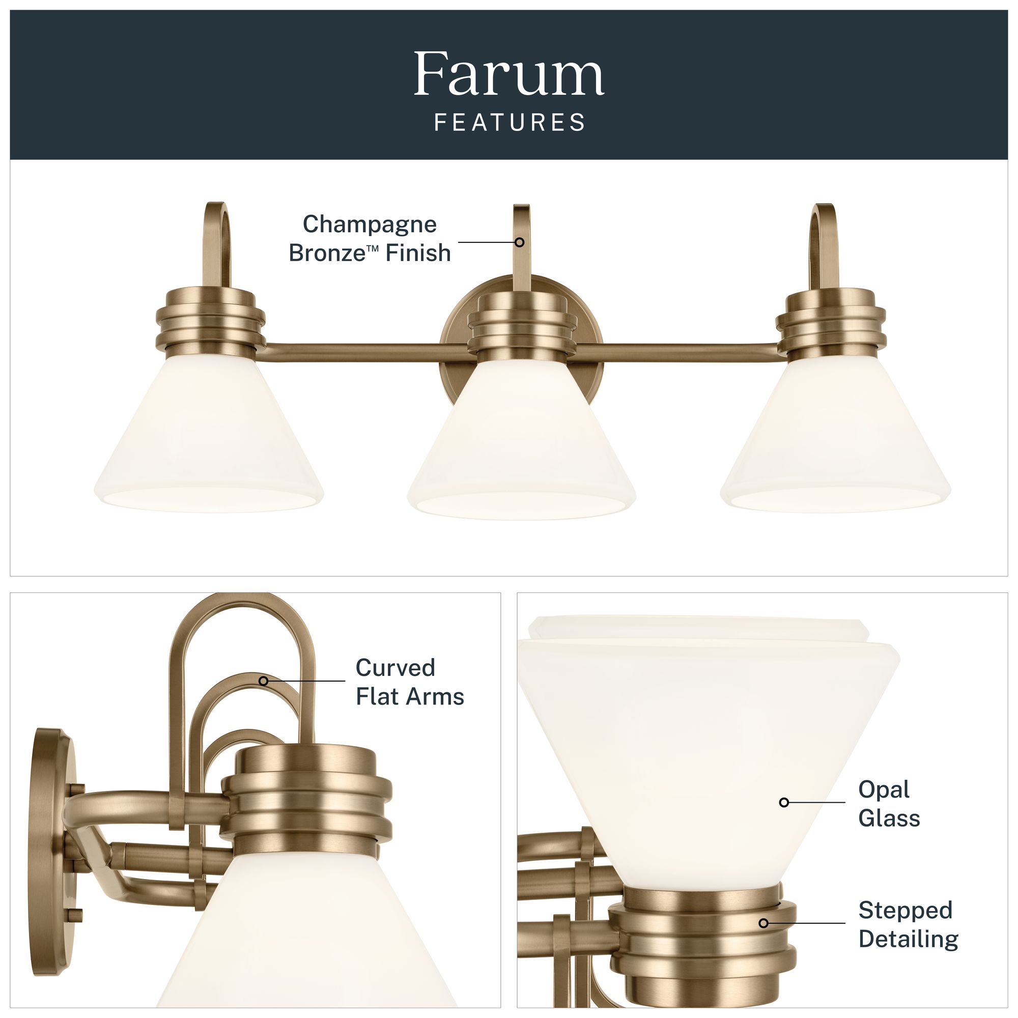 Kichler Farum 26" Wide Champagne Bronze 3-Light Bath Light in scene