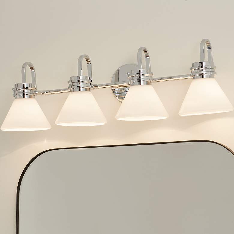 Image 1 Kichler Farum 34 Inch 4 Light Vanity with Opal Glass in Chrome
