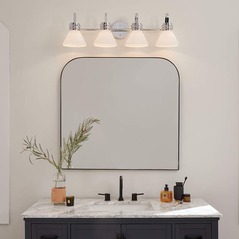 Image 7 Kichler Farum 34 Inch 4 Light Vanity with Opal Glass in Chrome more views