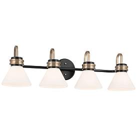 Image1 of Kichler Farum 34" Wide Black and Bronze Opal Glass Vanity Light
