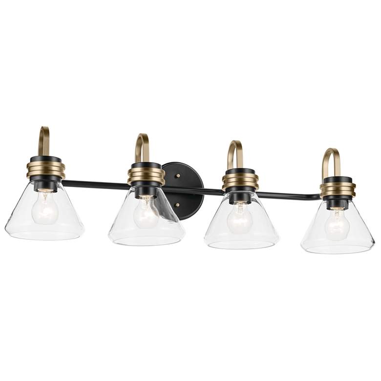 Image 1 Kichler Farum 34" Wide Black Finish Clear Dome Glass Bath Light