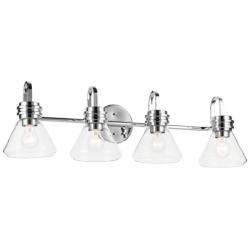 Kichler Farum 34" Wide Clear Glass and Chrome 4-Light Bath Light