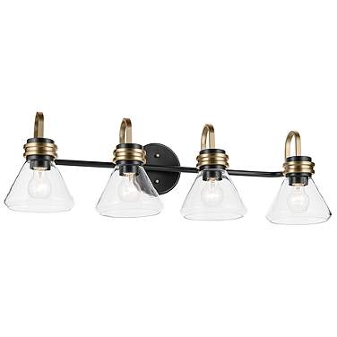 Kichler Farum 34" Wide Black Finish Clear Dome Glass Bath Light