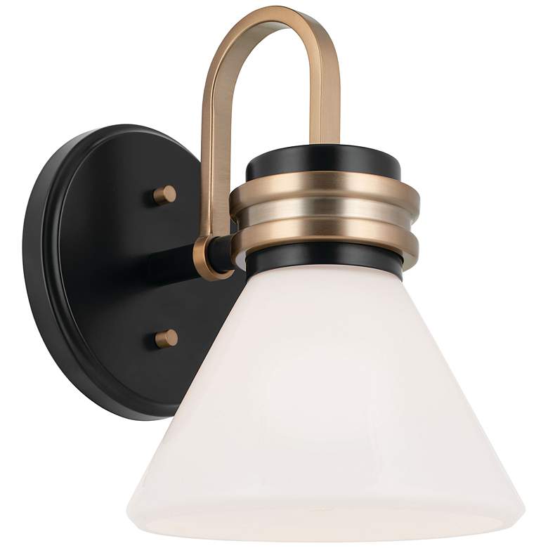 Image 2 Kichler Farum 9.5 Inch 1 Light Wall Sconce in Black with Champagne Bronze
