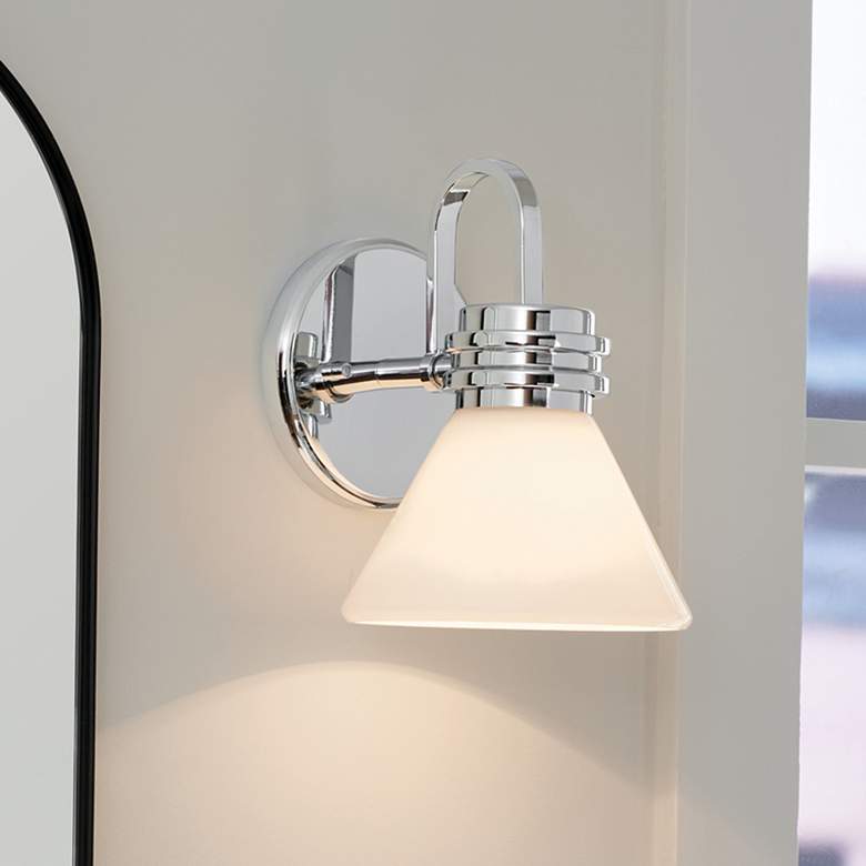 Image 1 Kichler Farum 9.5 Inch 1 Light Wall Sconce with Opal Glass in Chrome
