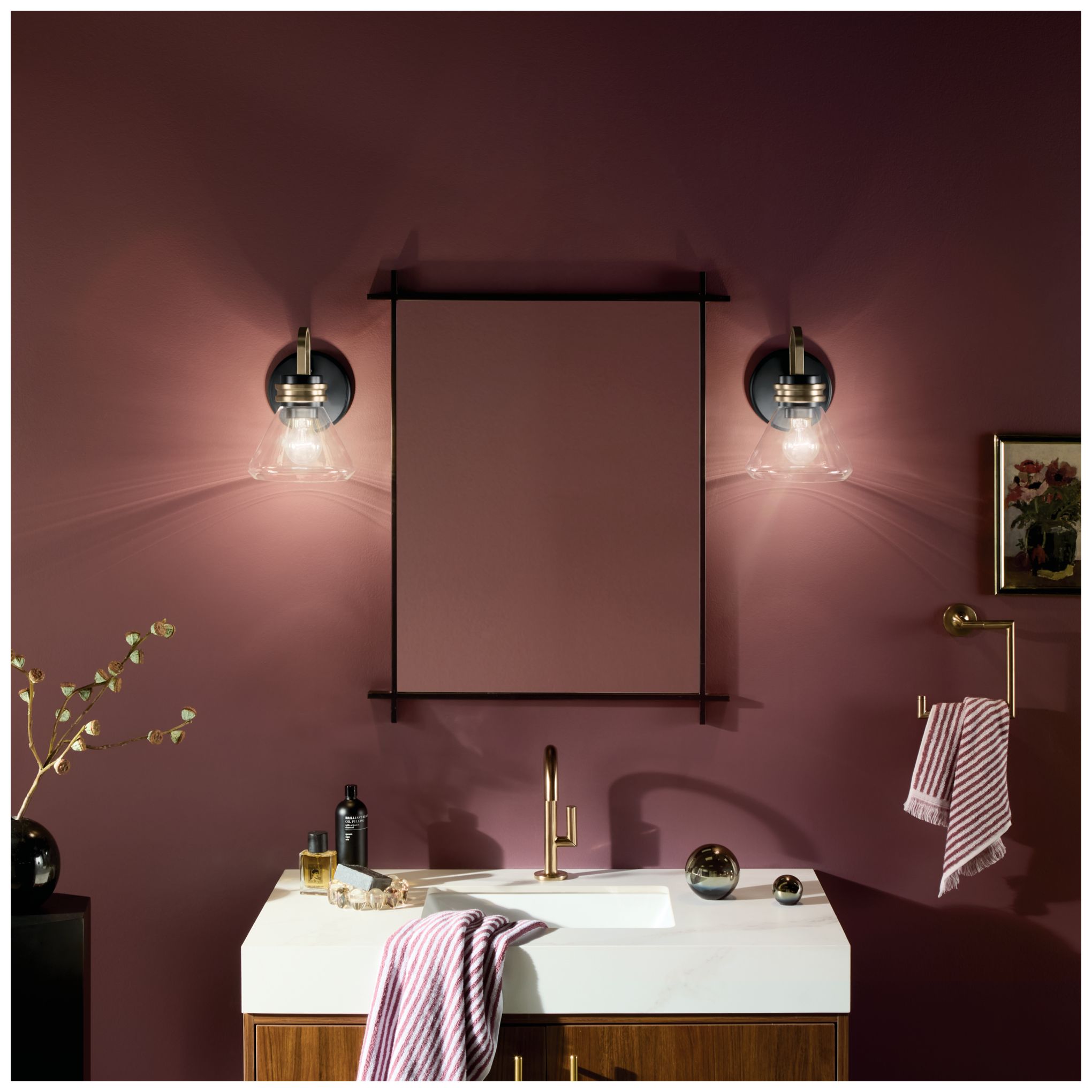 Image 2 Kichler Farum Black Wall Sconce 1Lt with Clear Glass more views