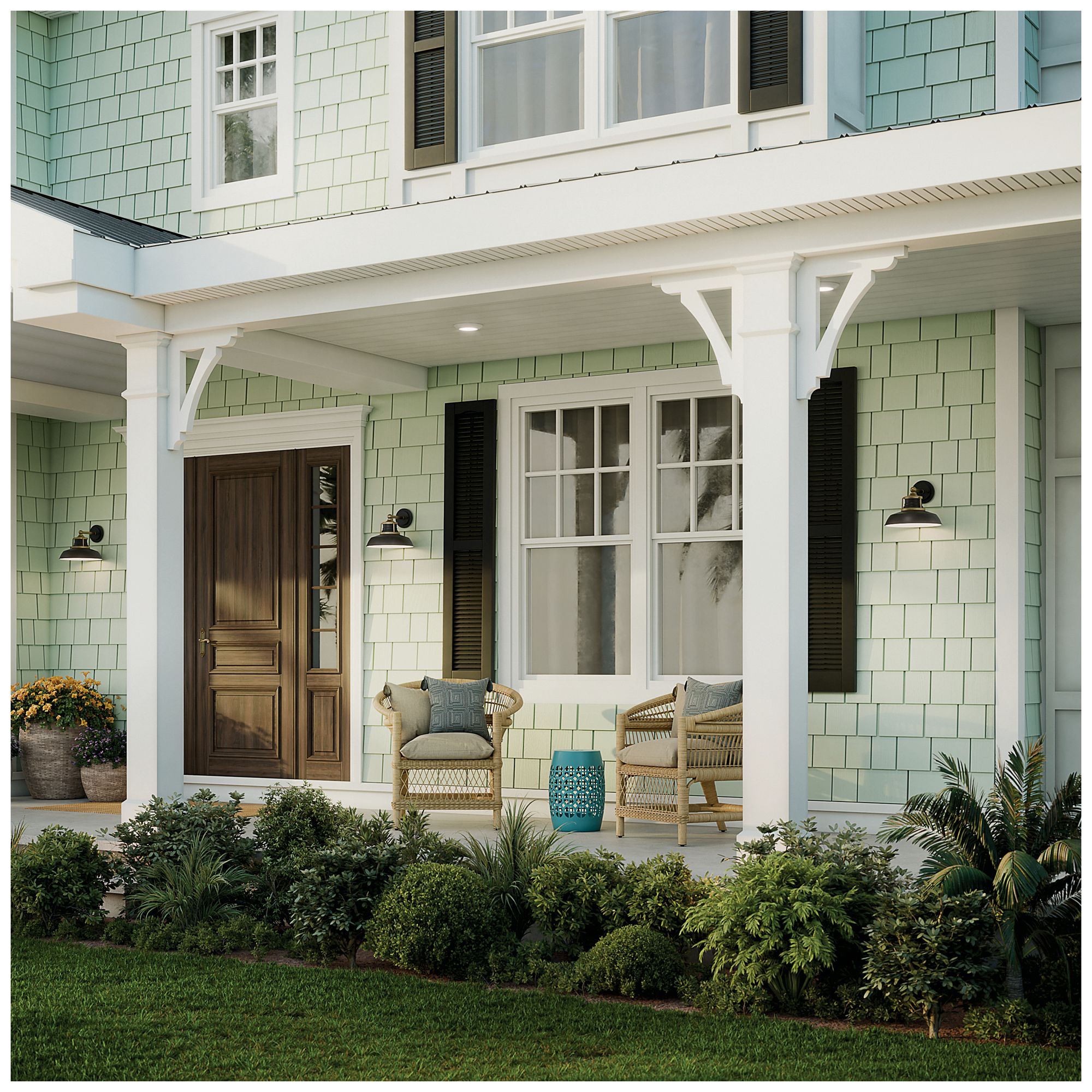 Image 7 Kichler Fielding 12" 1-Lt Outdoor Wall Light Textured Black w/Natural Brass more views