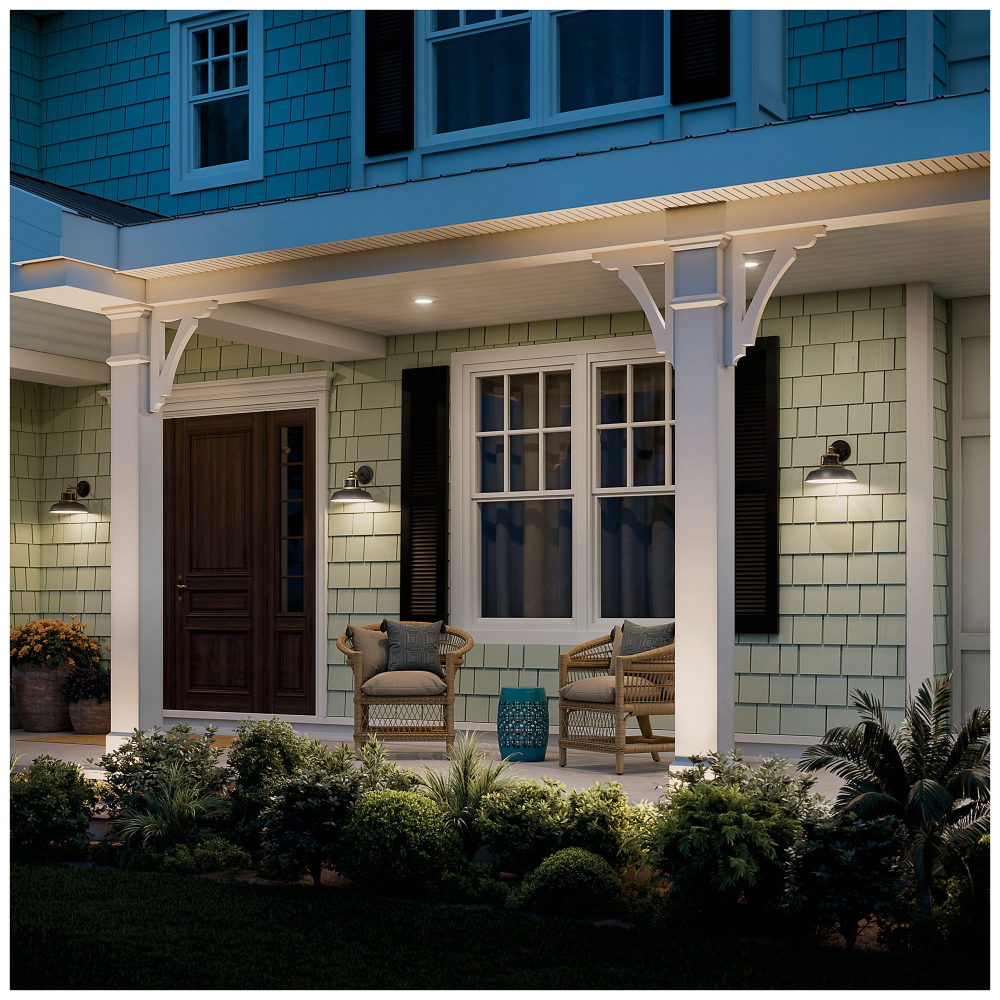 Kichler Fielding 12" 1-Lt Outdoor Wall Light Textured Black w/Natural Brass