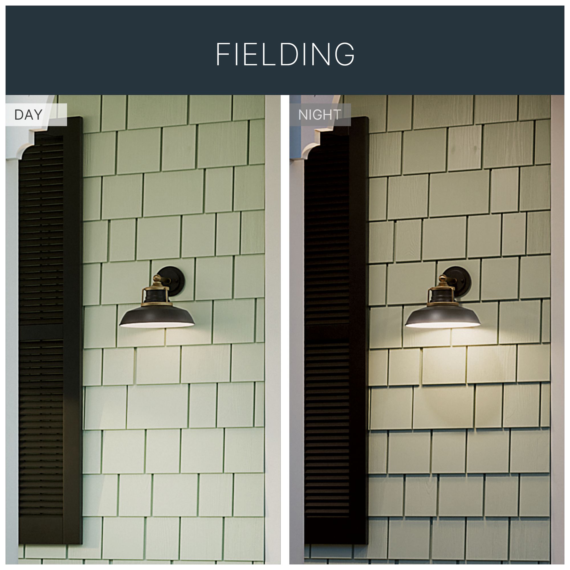 Kichler Fielding 12" 1-Lt Outdoor Wall Light Textured Black w/Natural Brass