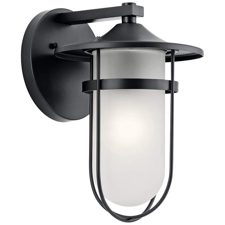 Image 1 Kichler Finn 13 1/4" High Black Outdoor Wall Light