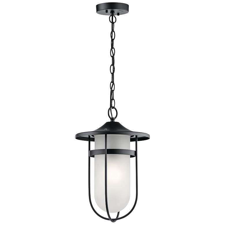 Image 1 Kichler Finn 17 inchH Black Outdoor Hanging Light