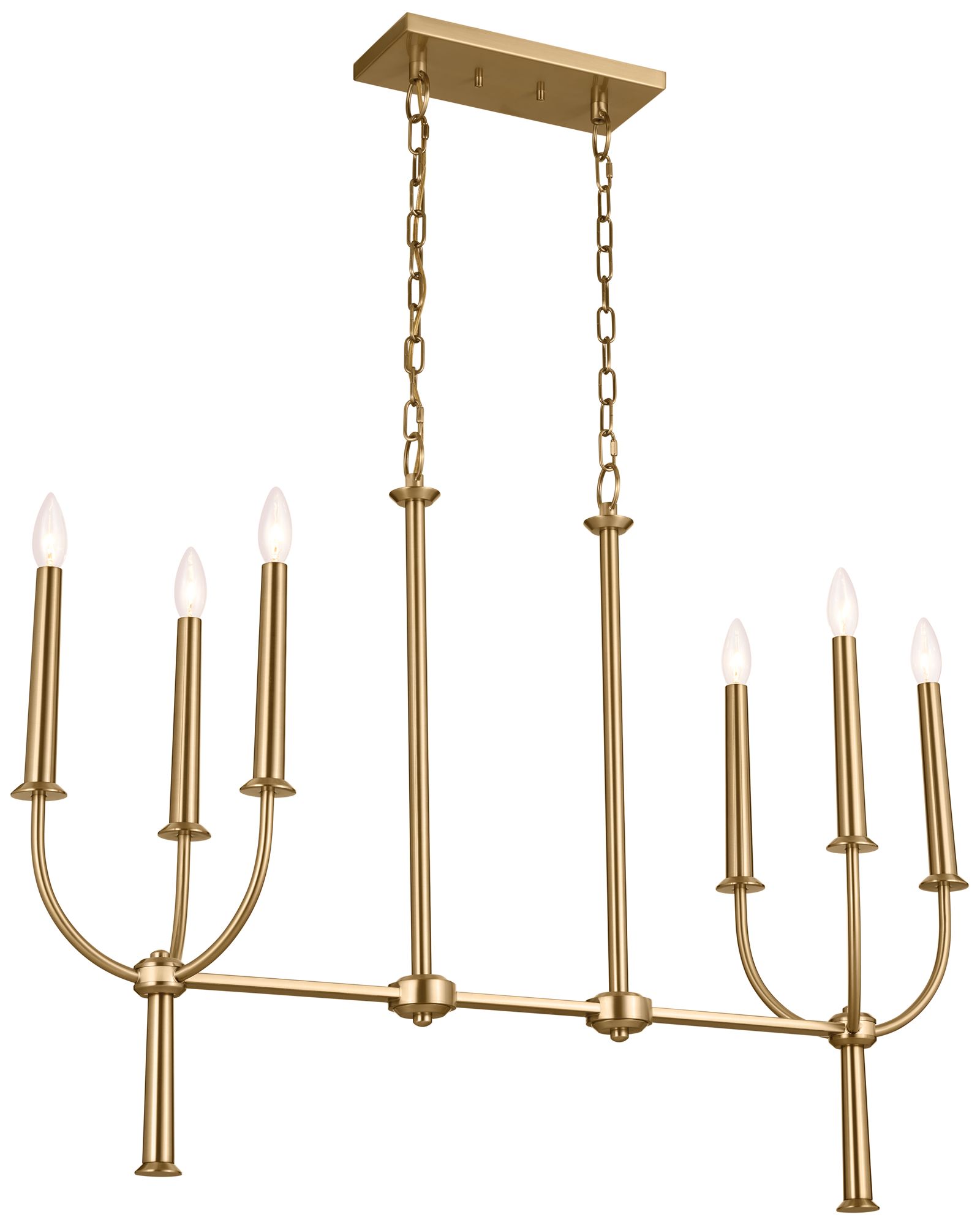 Kichler Florence 40" Wide Brass Finish Linear Candelabra Chandelier