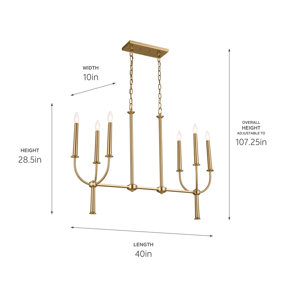Image 4 Kichler Florence 40" Wide Brass Finish Linear Candelabra Chandelier more views