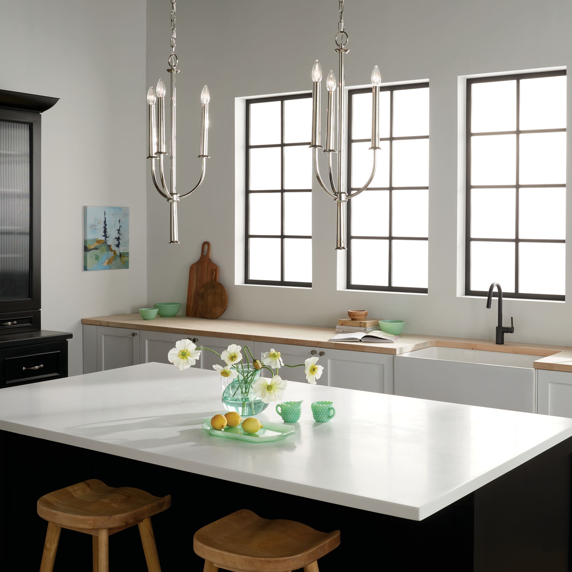 Image 6 Kichler Florence 5" Wide 3-Light Nickel Modern Mini Chandelier more views